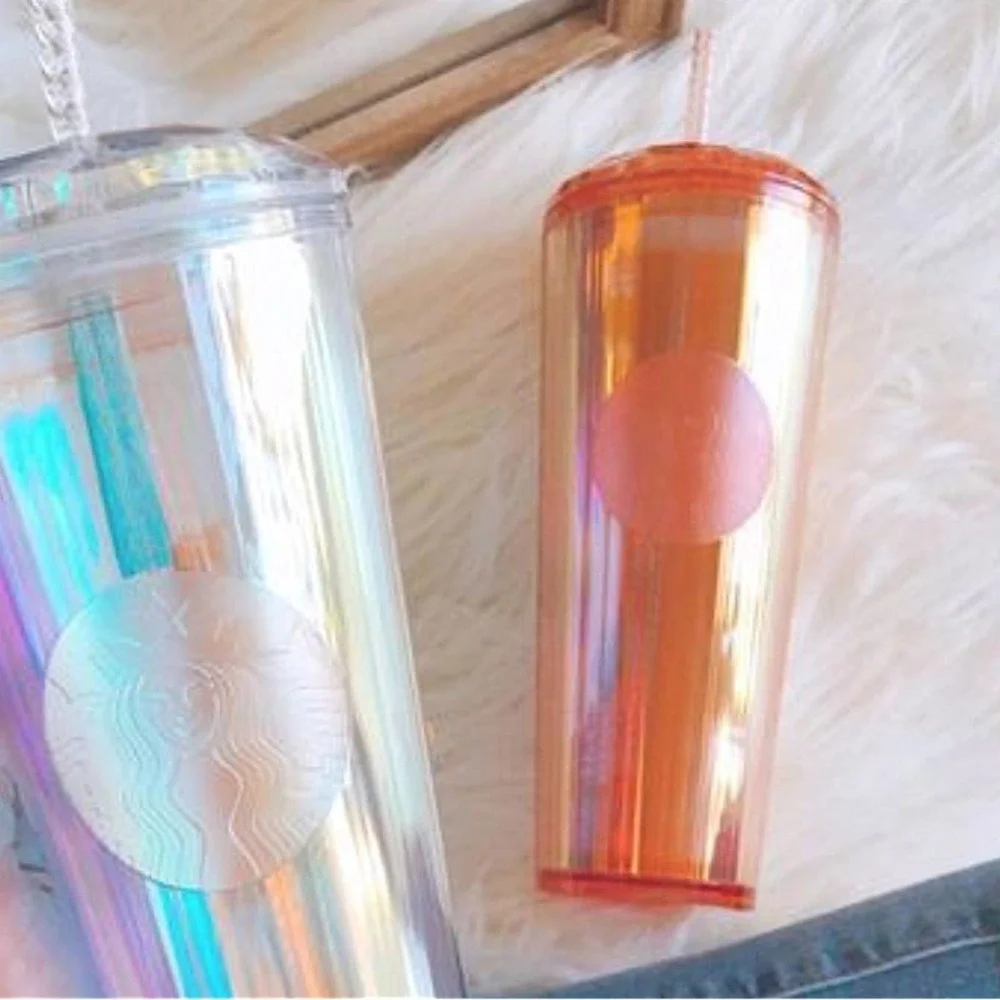🆕 NWT Starbucks Collectable Iridescent Rose gold Pink Venti Iced Dome Tumbler